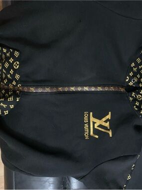 Louis Vuitton Black & Gold Monogram Zip-Up Hoodie